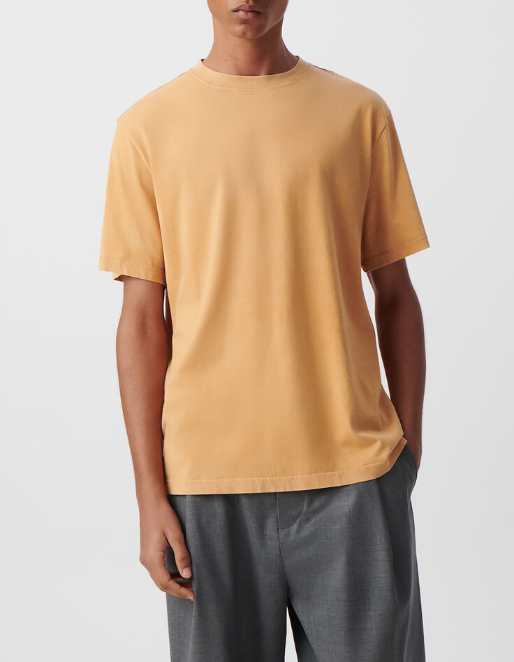 T-shirt curcuma coton bio effet lav&eacute; Homme-2