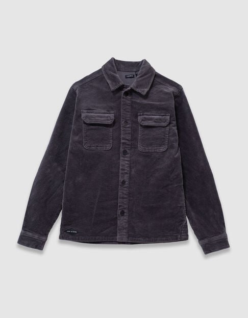 Grijs overhemd lange mouwen ribfluweel jongens - IKKS