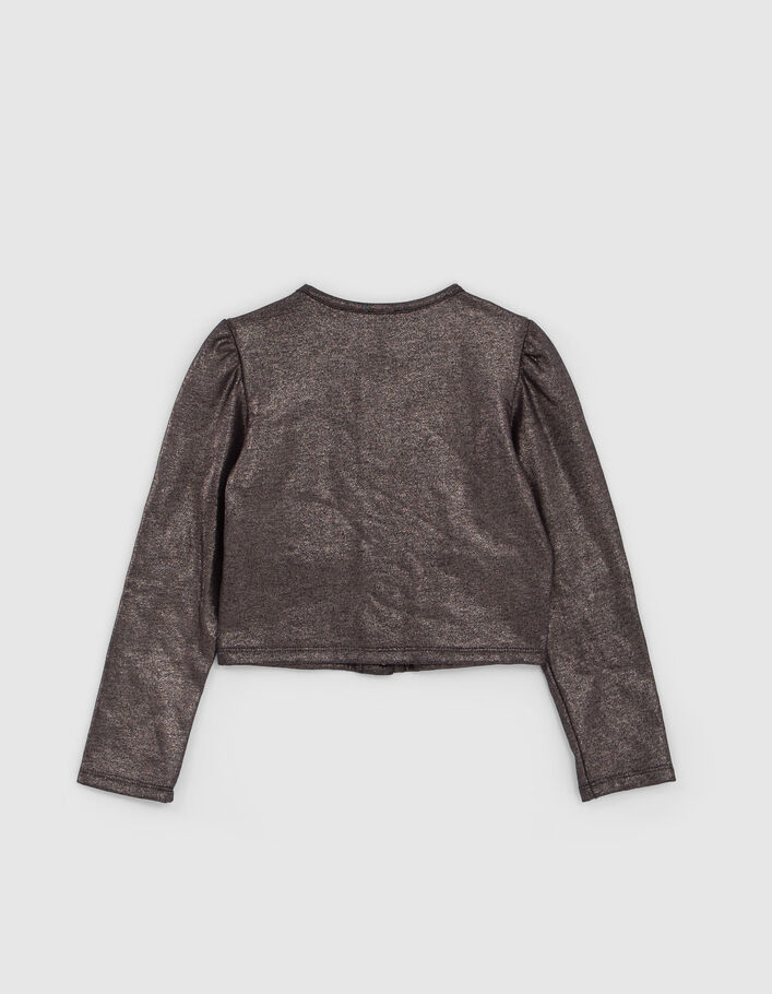 Girls’ champagne press stud sweatshirt fabric cardigan-3