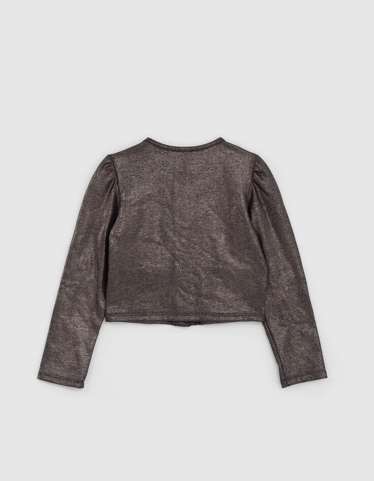 Mädchenmoltonjacke champagner, Druckknopfverschluss-3
