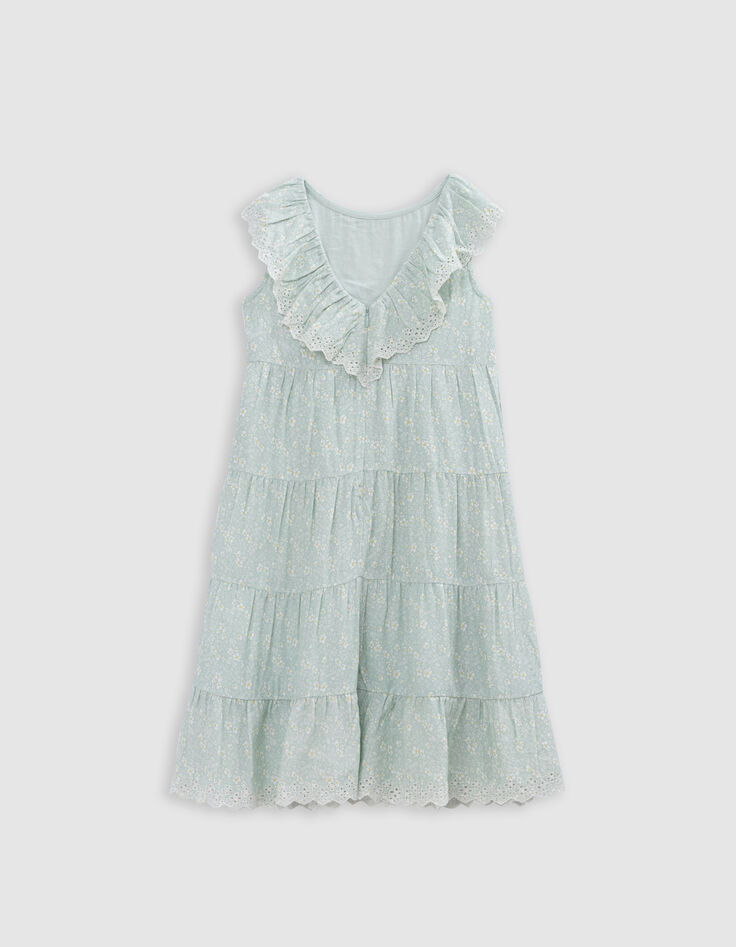 Aqua Maxikleid, Blumenprint, Mädchen-6