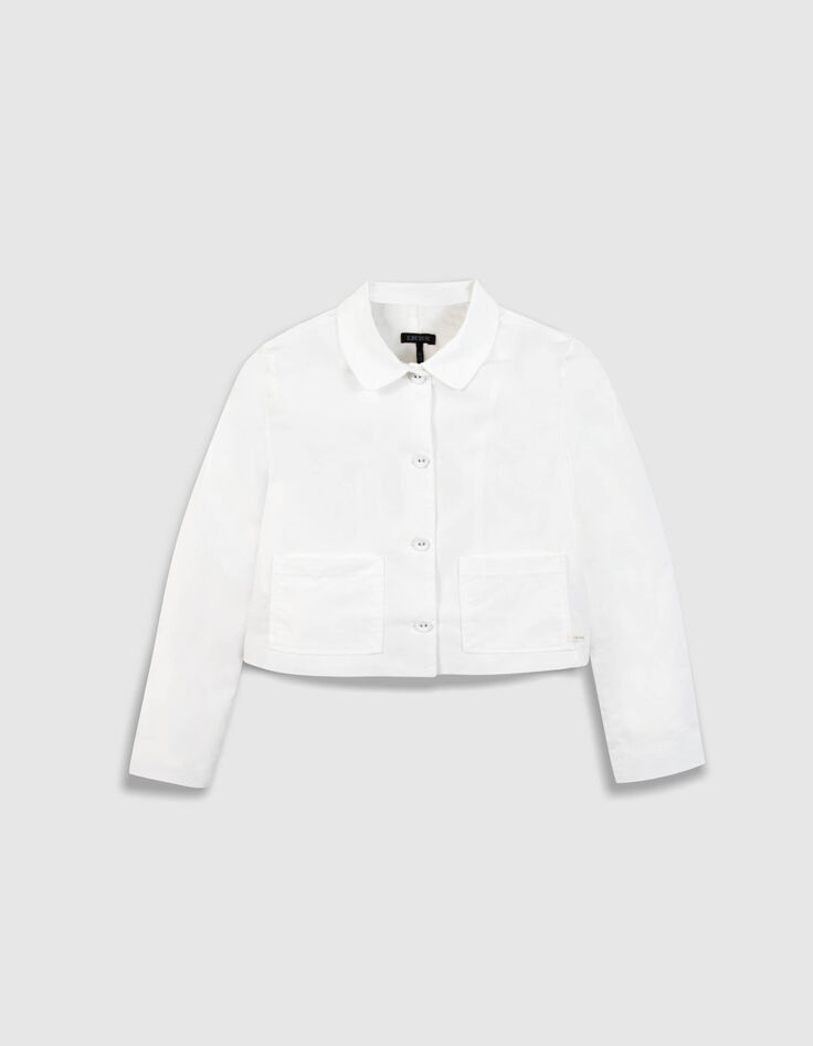 Wei&szlig;e Jacke mit Taft-Effekt f&uuml;r M&auml;dchen-1