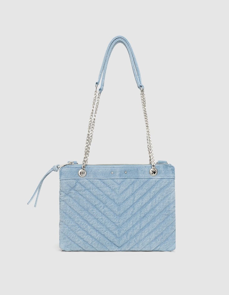 Sac pochette 1440 Reporter bleu en jean délavé Femme-1 Sac pochette 1440 Reporter bleu en jean délavé Femme-1