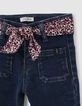 Blaue Jeans mit Beinfransen und Schalgürtel für Baby Girls-3