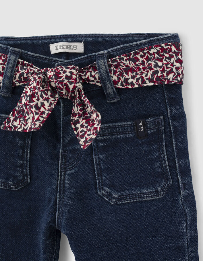Blaue Jeans mit Beinfransen und Schalgürtel für Baby Girls-3