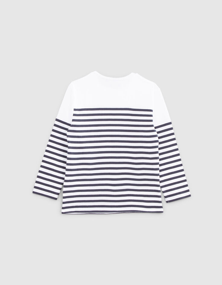 T-shirt marini&egrave;re coton bio d&eacute;coupes et broderie gar&ccedil;on-4