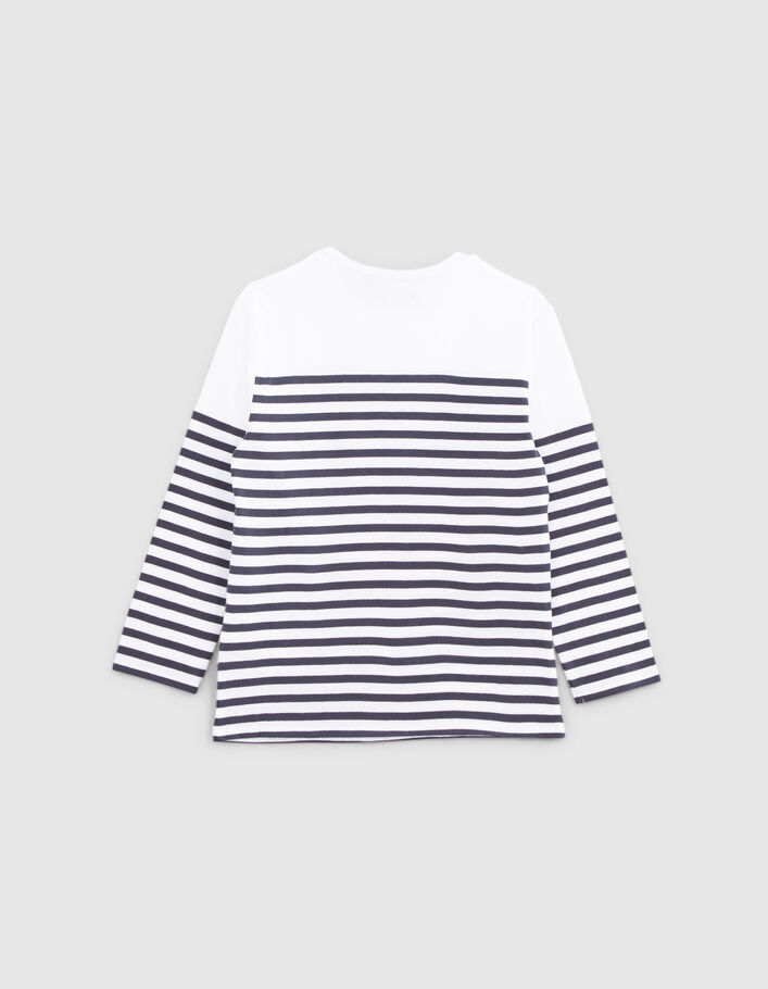 Boys’ navy organic cotton T-shirt, cut-outs and embroidery - IKKS