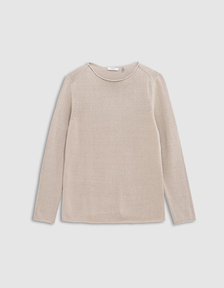 Men&rsquo;s flax knit sweater with rolled edges-6