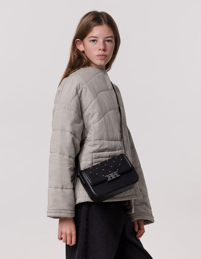 Sac à main noir rigide décor clous fille - IKKS