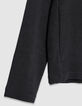 Schwarze Strickjacke Rei&szlig;verschluss plissiert-7