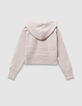 Girls’ beige knit hoodie with slogans-5