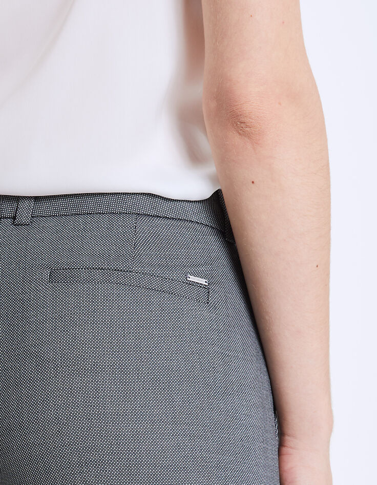 Pantalon droit cropped fil à fil et revers femme-4