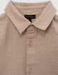 Chemise beige mix coton et lin garçon-3