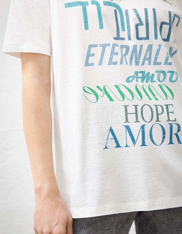 Tee-shirt loose en coton modal visuel message futur femme-4