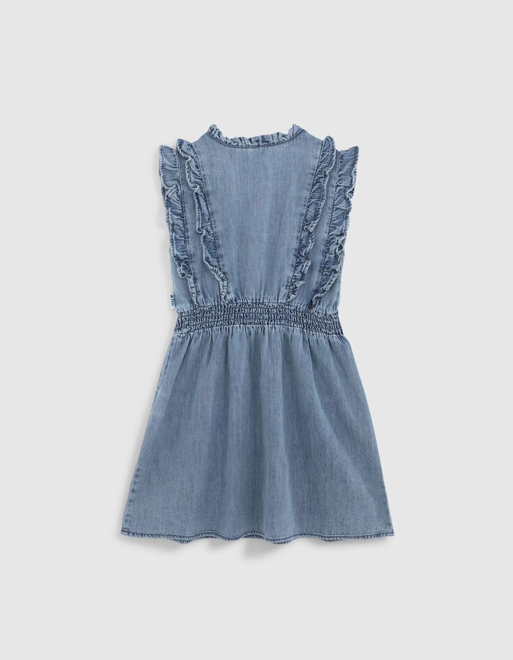 Blaues Mädchenjeanskleid mit Rüschen-6