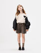 Shorts marrón franela jaspeado niña-1