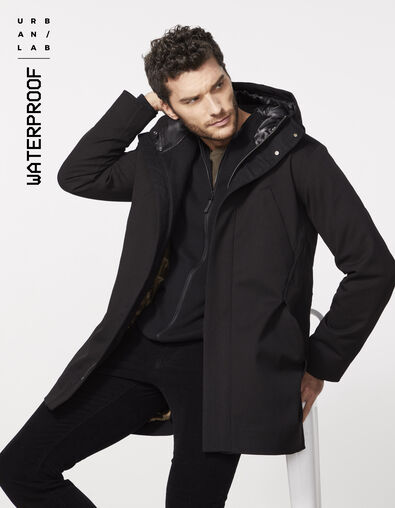 Men’s black, gold padded interior Urban Lab parka - IKKS