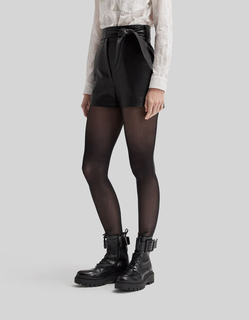 Schwarze Leder-Shorts