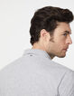 Polo gris claro jaspeado bi-tejido con relieve Hombre-5