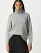 Grauer Rollkragenpullover für Damen mit Lurex-Rippung-5