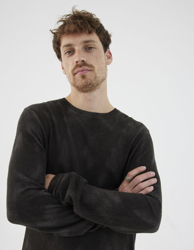 Pull gris anthracite tricot effet camouflage Homme  - IKKS
