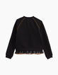 Cardigan noir zippé bordé de tulle fille-3