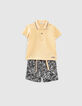Set beige polo en bio sweatshort babyjongens   -2