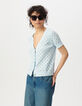 Blue fine knit back/front reversible cardigan-3
