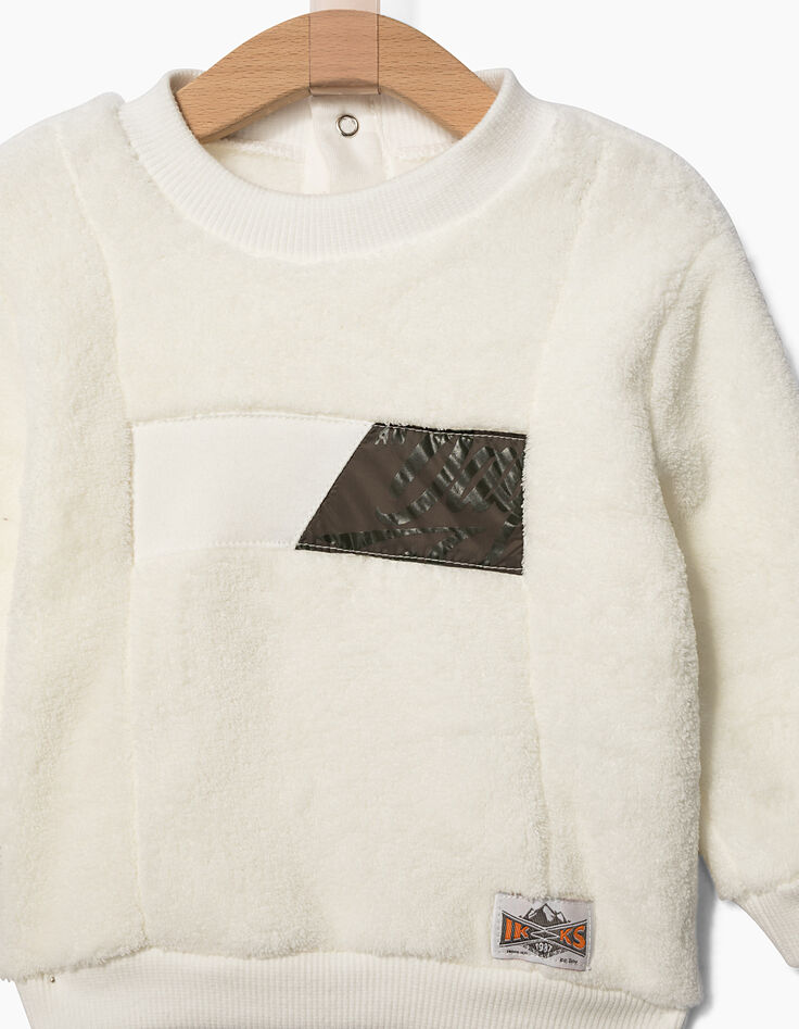 Sweat blanc esprit doudou bébé garçon-3