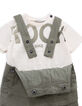 Ensemble salopette kaki et T-shirt message bébé garçon-6