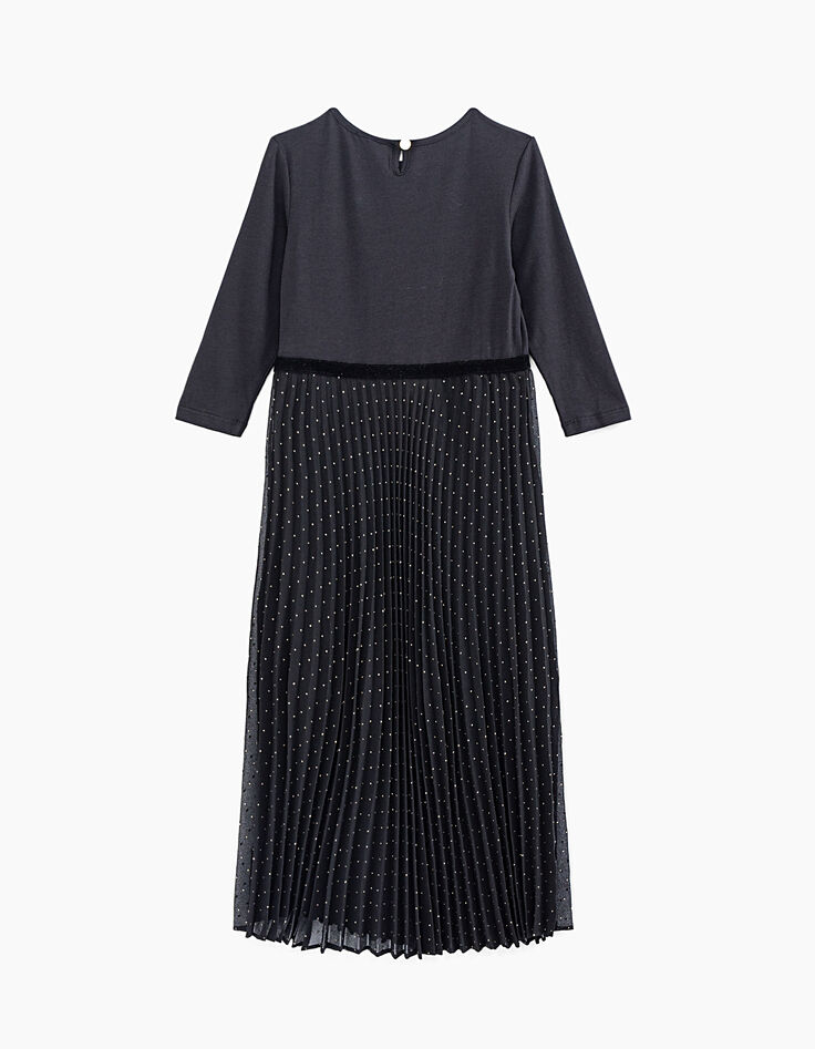 Vestido largo plisado negro bi-tejido Midnight Love niña-4