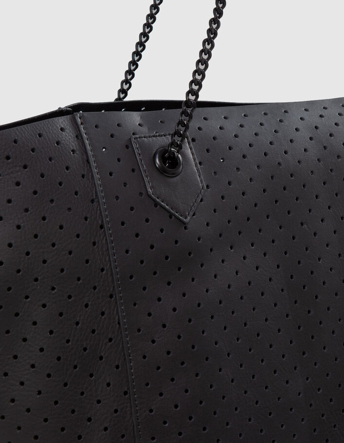 Schwarze Oversize-Damencabastasche aus Leder - IKKS
