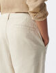 Men&rsquo;s beige cotton and linen chinos-4