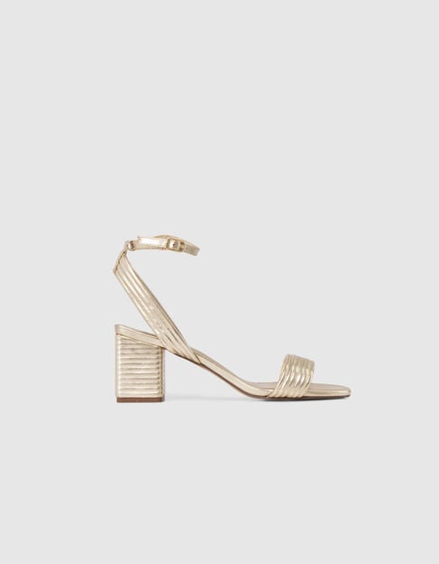 Women's metallic gold leather heeled sandals - IKKS