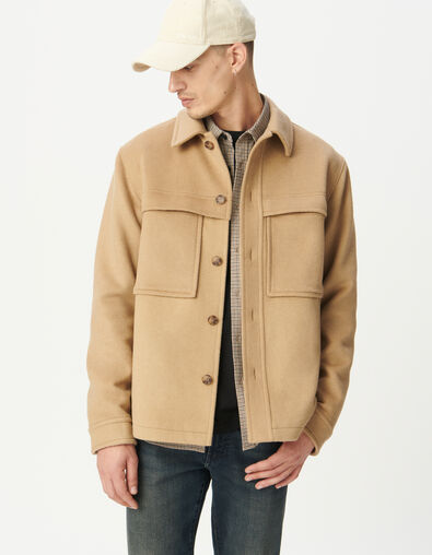 Beige wollen overshirt meerdere zakken Heren - IKKS