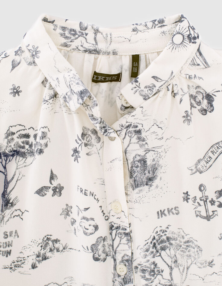 Blusa blanca Ecovero® estampado tela de Jouy niña-2
