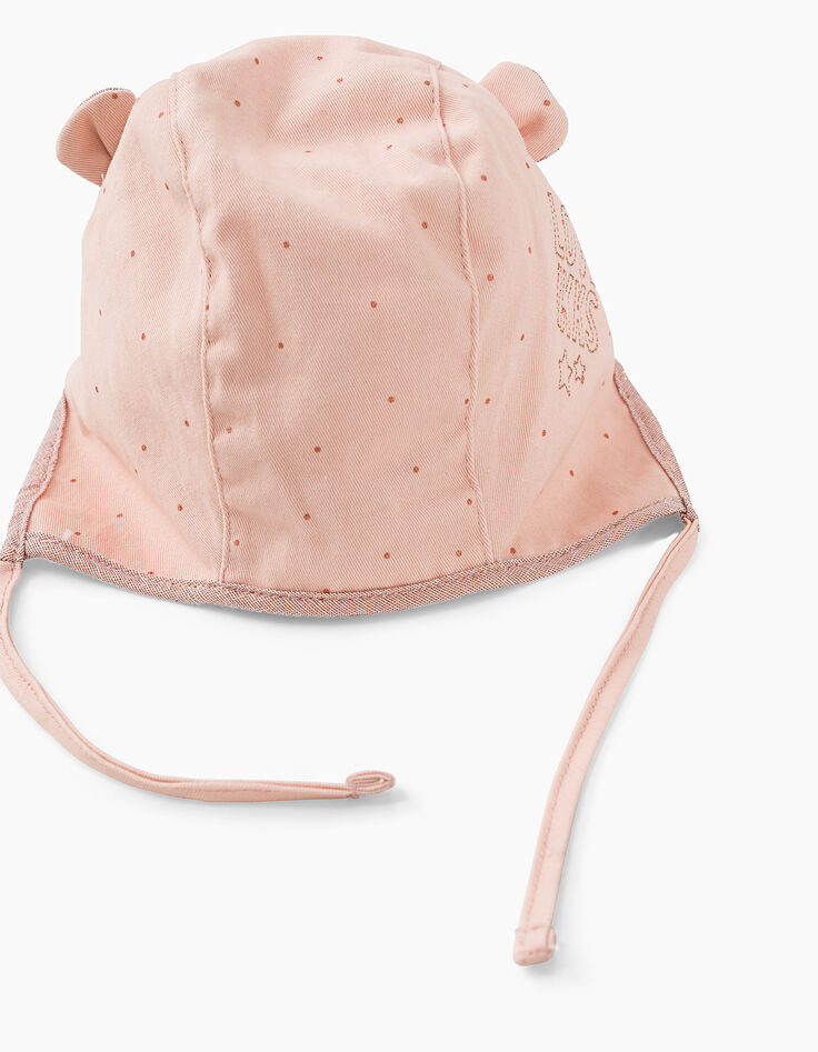 Chapeau rose poudré à pois bébé fille-4