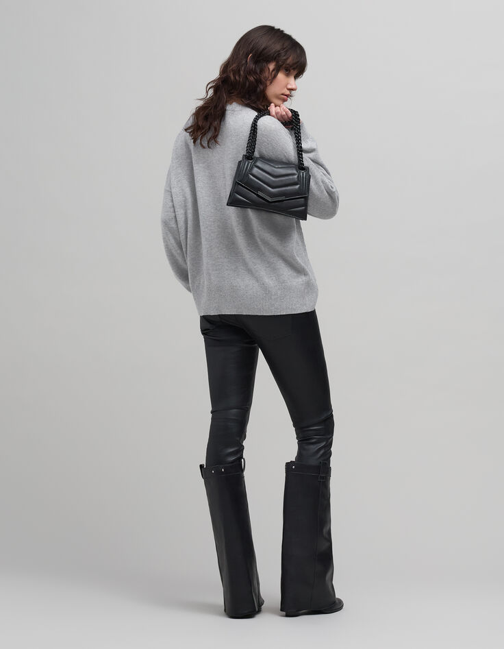 Jersey de punto gris de mujer con calavera-2