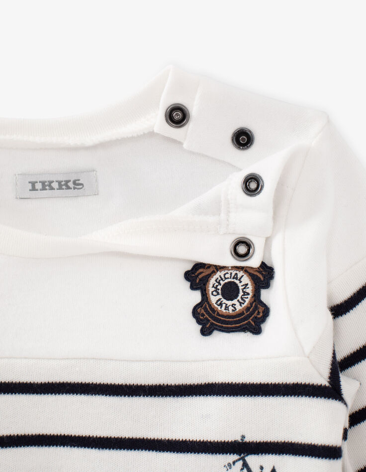 Marinière écrue coton bio avec badges bébé garçon -5