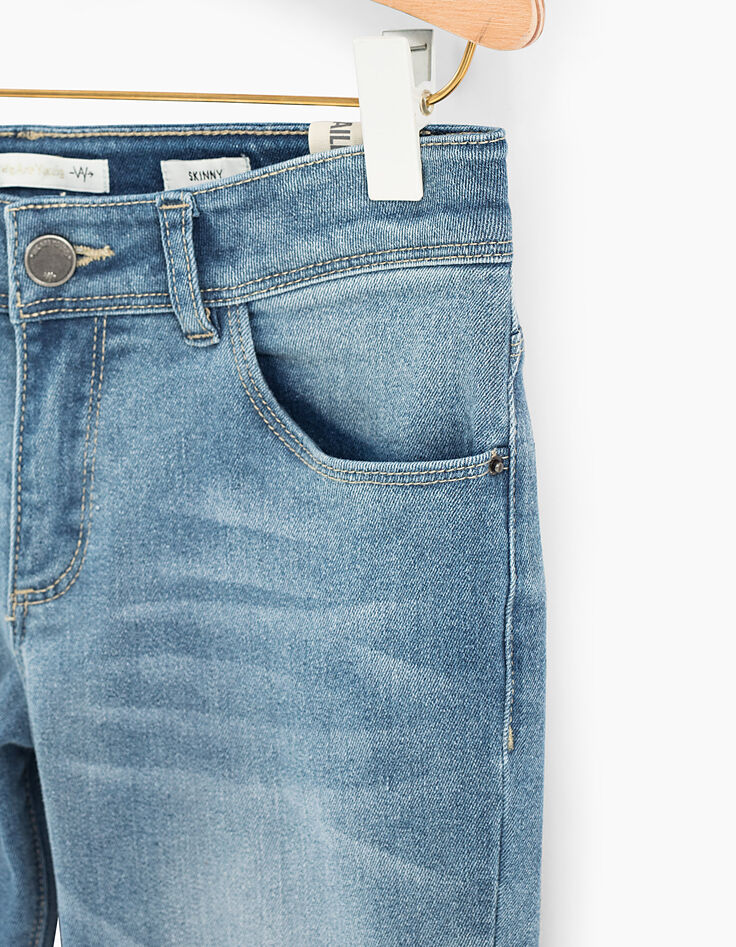 Faded Blue Skinny-Mädchenjeans mit Fransen-4