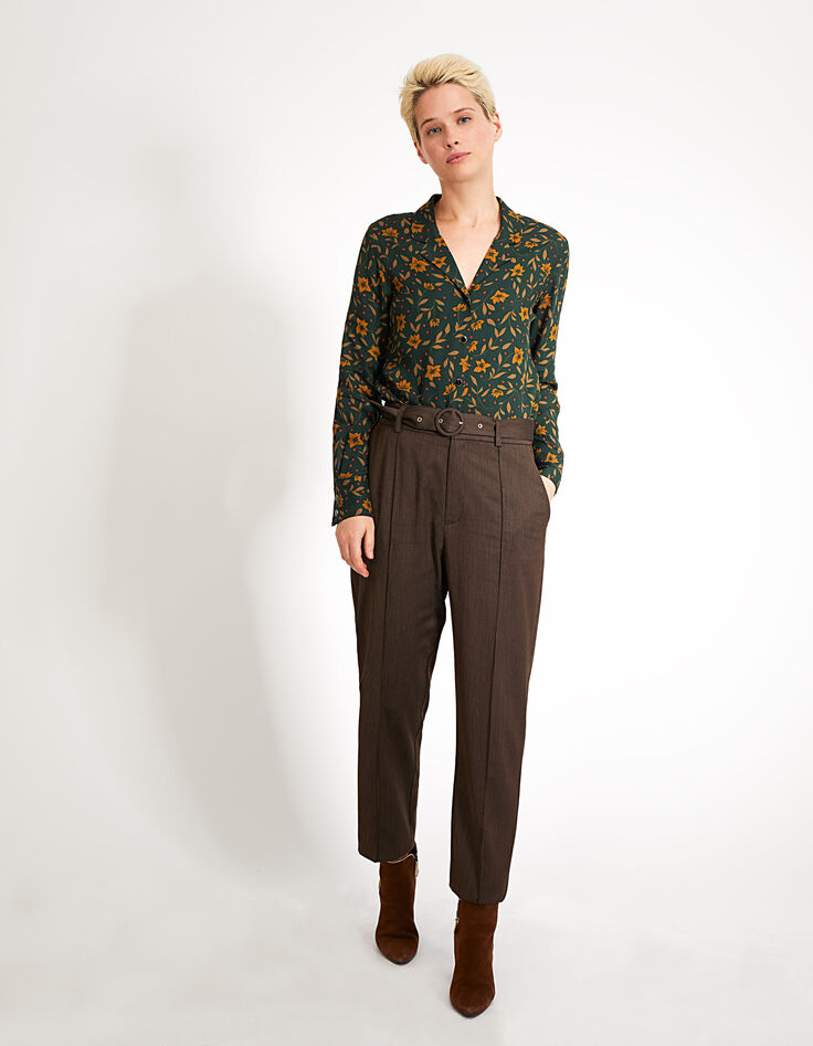 I.Code pinegreen Fleurs Rock print shirt-6