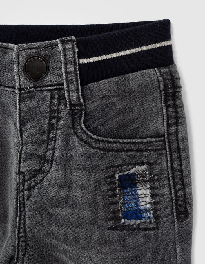Light grey jeans knitlook met patches babyjongens  - IKKS