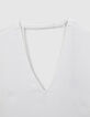 Gebroken witte top halskettingversiering rug Dames-5