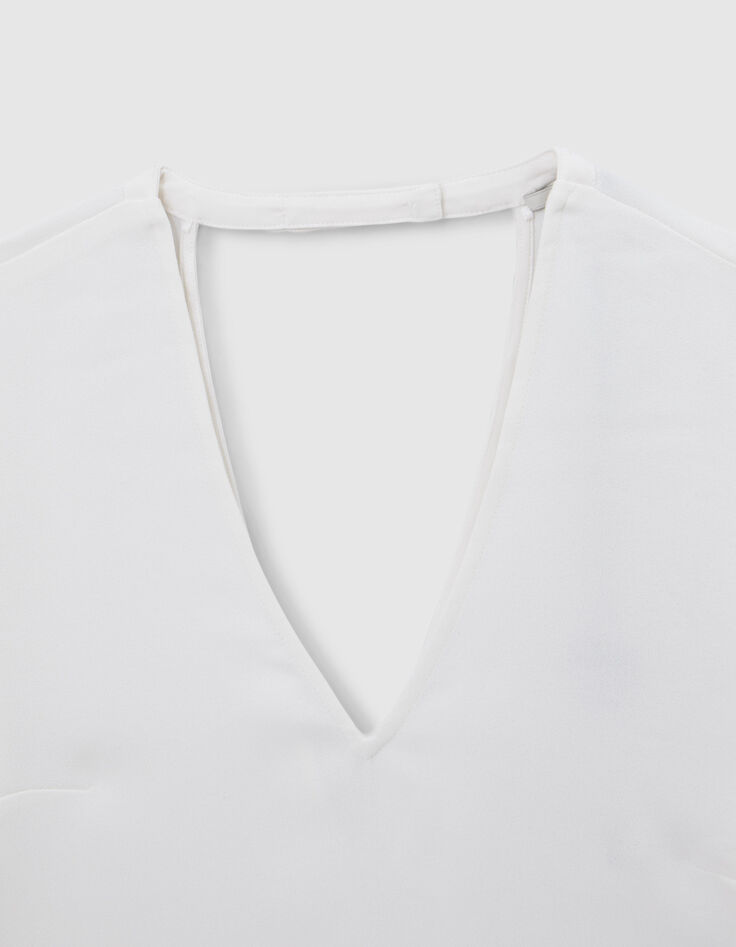 Gebroken witte top halskettingversiering rug Dames-5