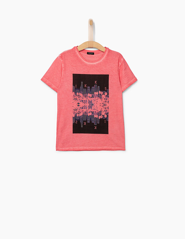Camiseta rosa medio con visual sunset niño  - IKKS