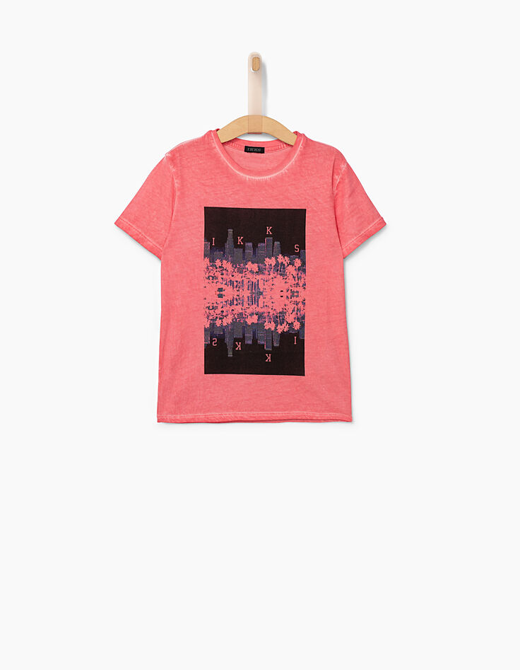 Camiseta rosa medio con visual sunset niño -2 Camiseta rosa medio con visual sunset niño -2