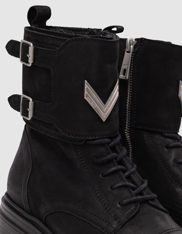 Ranger Botas de piel nobuk negro Línea 111 Mujer-4