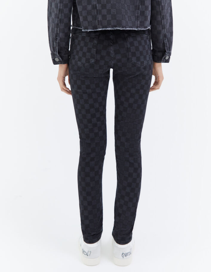 Women’s grey checkerboard motif sculpt up skinny jeans - IKKS