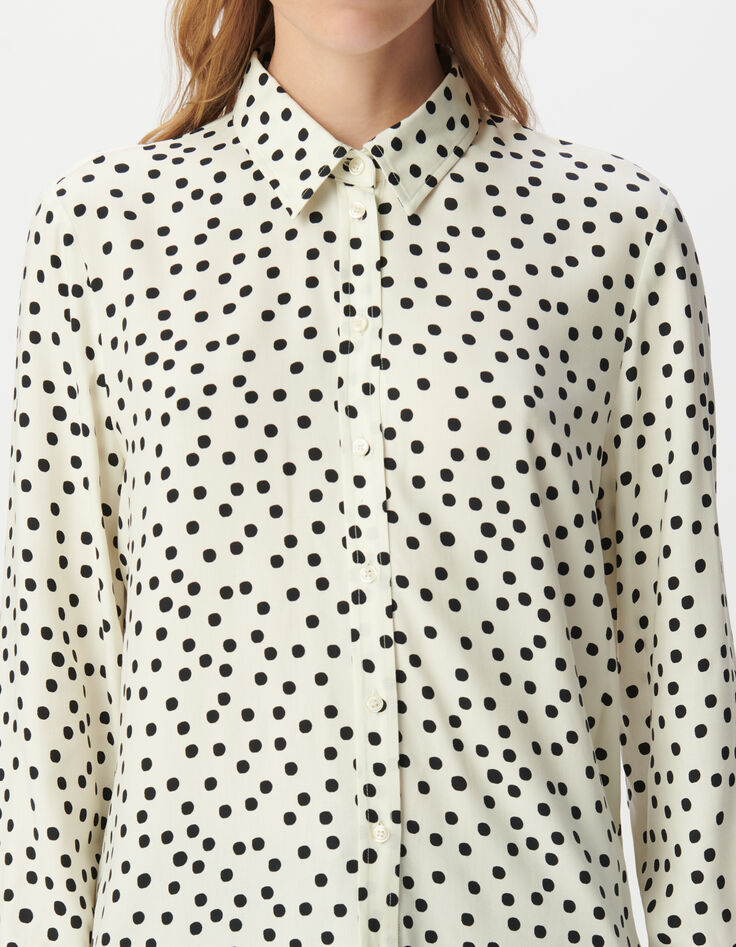 Chemise manches longues blanche imprimé pois Femme-4 Chemise manches longues blanche imprimé pois Femme-4