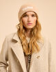 Bonnet beige tricot c&ocirc;tel&eacute; broderie I.Code-3